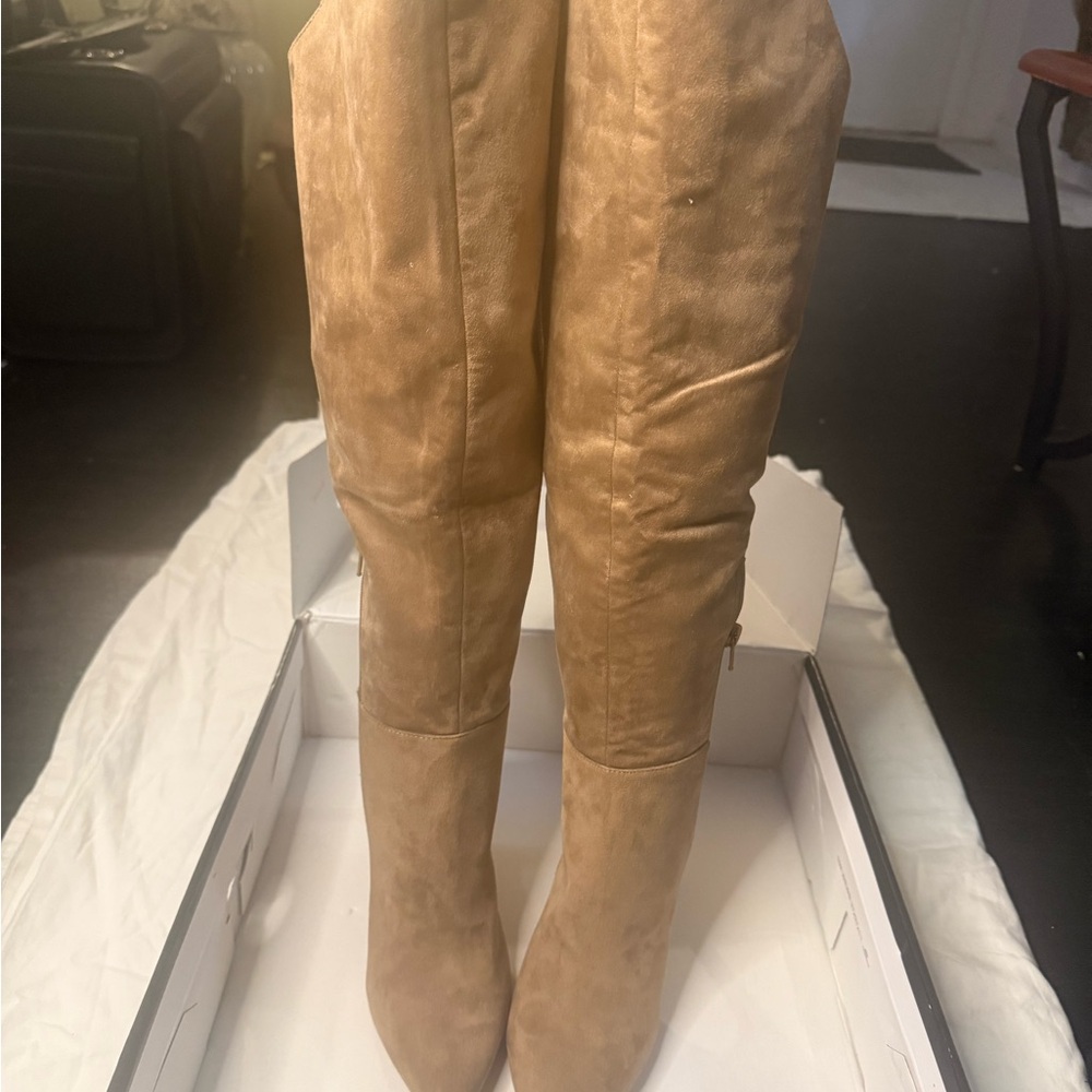 Nine West Over the Knee Tan Boots size 8.5. Perfect for date night classy sexy